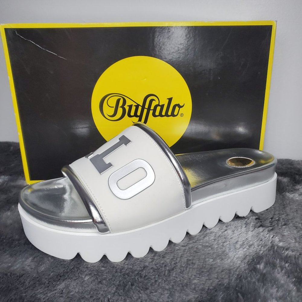 Silver and White Sandals